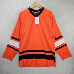 Undefeated Hockey Jersey Mens Large Orange Black Fight Strap Streetwear New